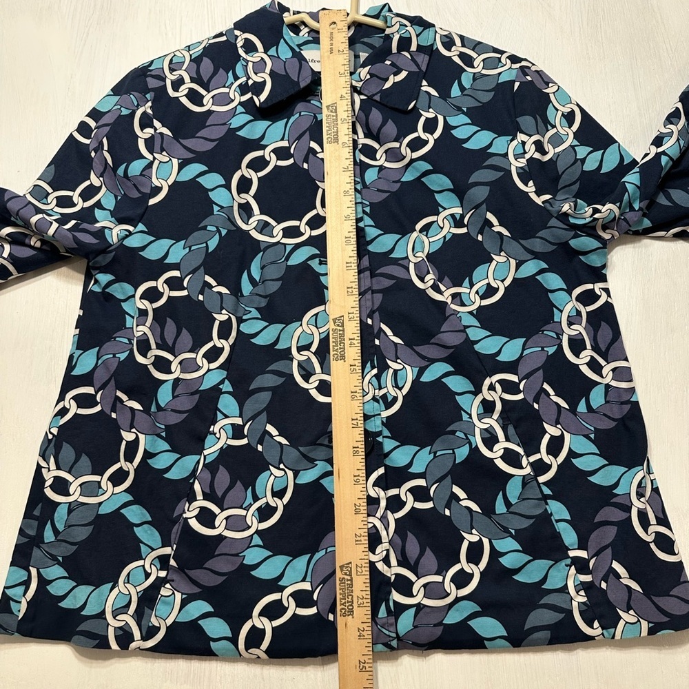 Alfred Dunner Jacket Women’s Size 10 Navy Blue Chain Print Cotton Blend Retro - Picture 5 of 8